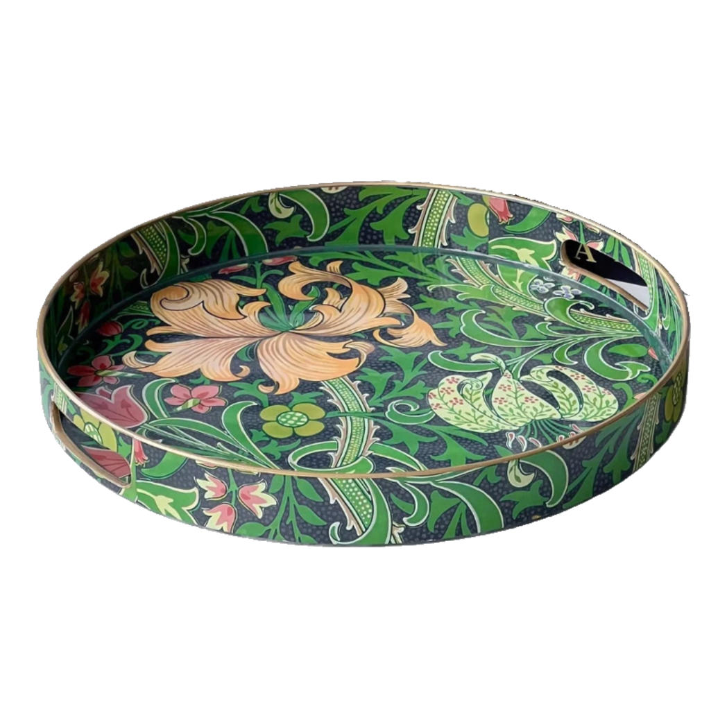 Veridant Forest Baroque Decorative Acrylic Round Tray D33