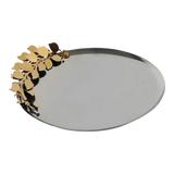 Elysian - Fruit Plate Round Tray Platinum Olive Branch Disk D28