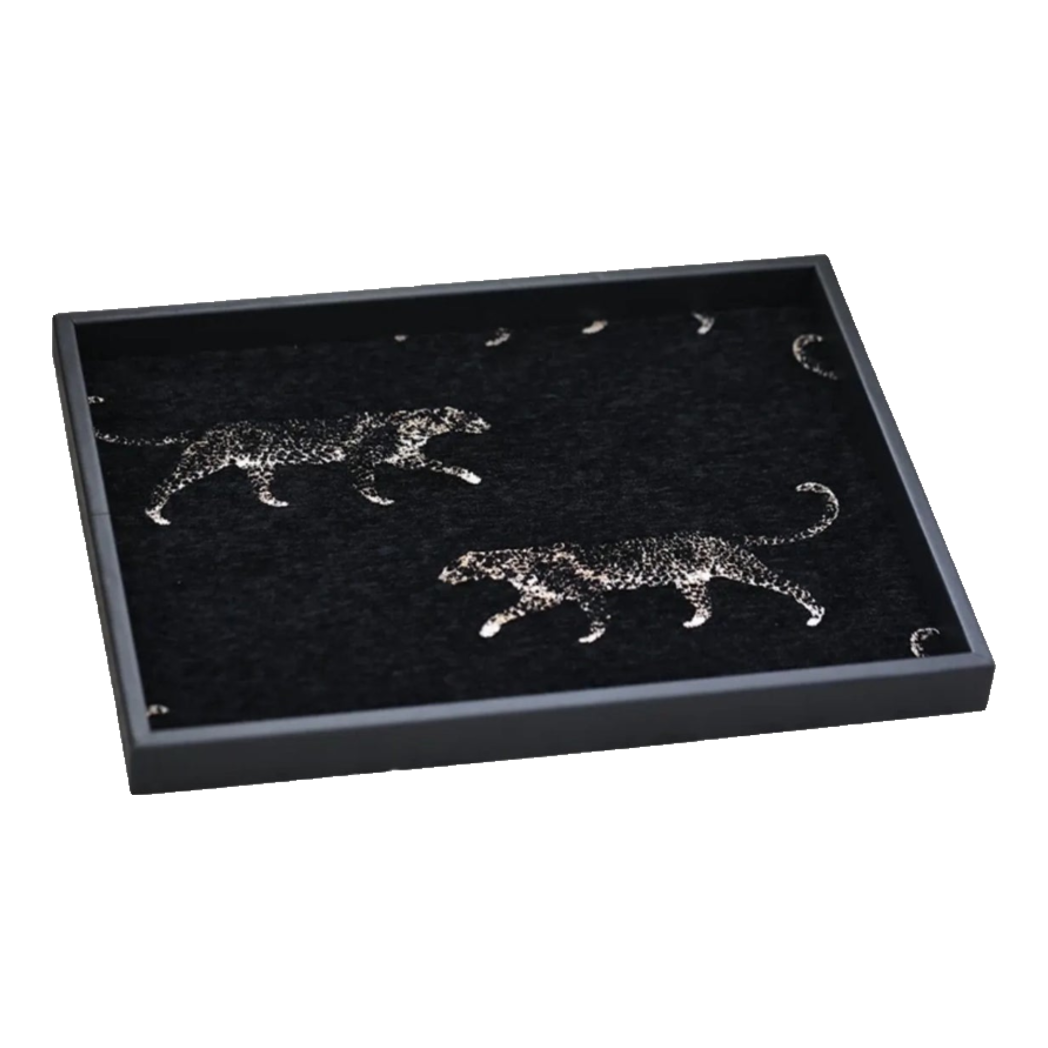 Nocturnal Panther Rectangular Tweed Lux Leather Trays 30X40