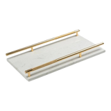 Maison Couture - Pearl Rectangular Marble Tray with Gold Ivory Handles 22x40
