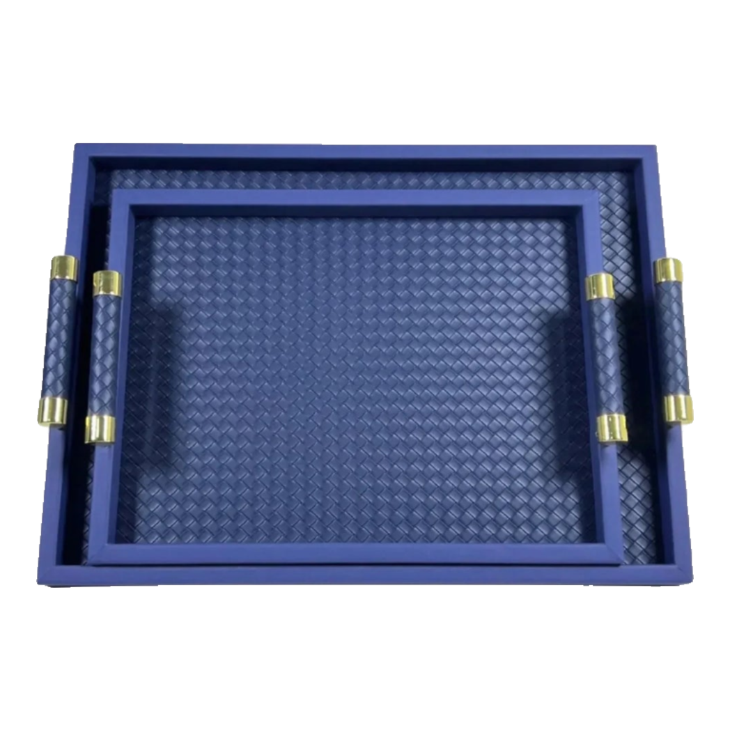 Woven Royal Indigo Blue Leather Trays 35X48