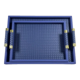 Khay Da Đan Woven Royal Indigo Blue Leather Trays 25x38-KHAY TRANG TRÍ-CẬU HAI HOME DECOR-CẬU HAI HOME DECOR