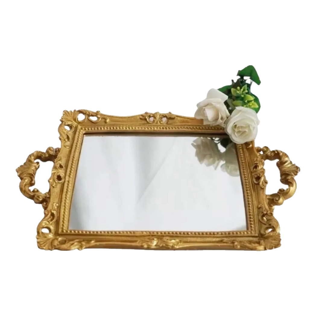 Maison Couture - V Class Barocco Frame Rectangular Mirror Trays Size 38