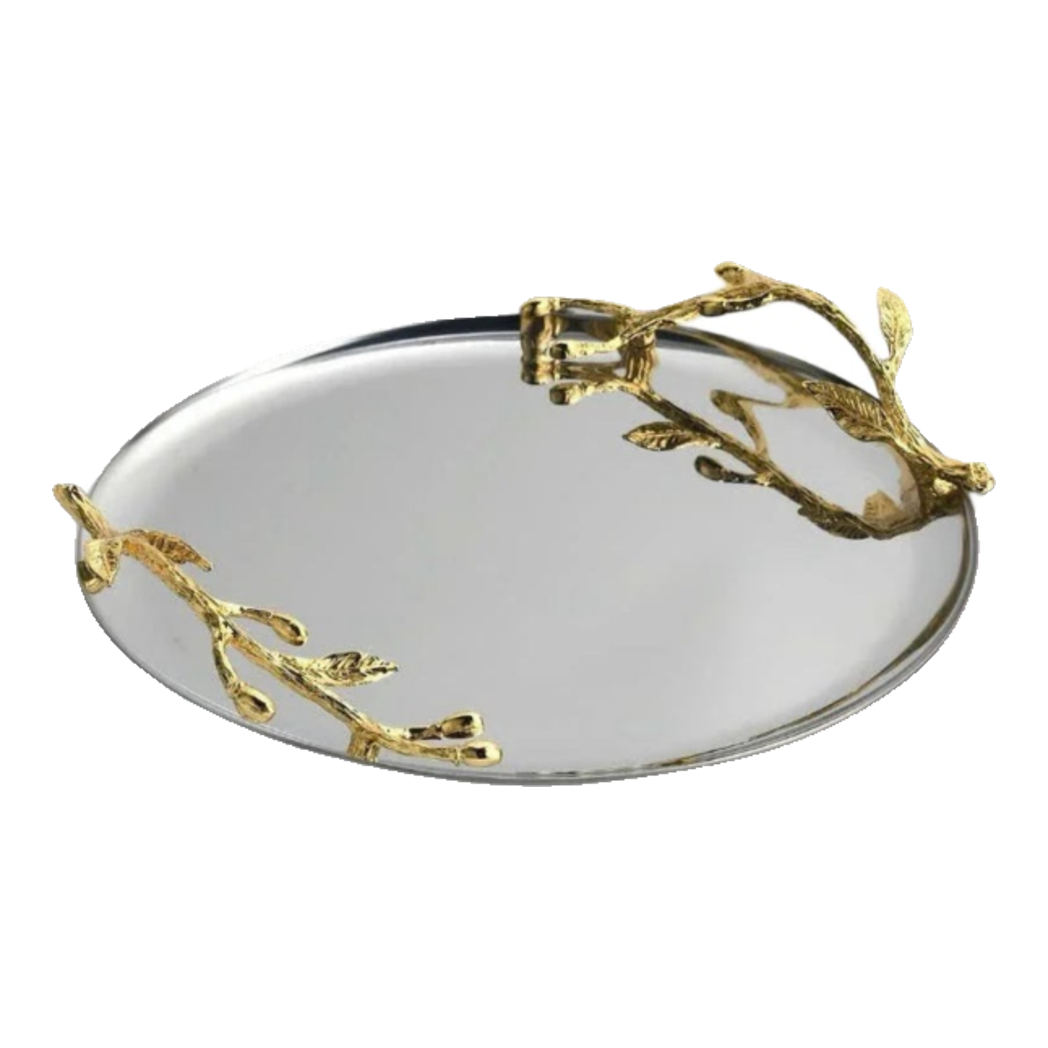 Elysian Couture - Platinum Branche D’Olivier Round Fruit Platter D28