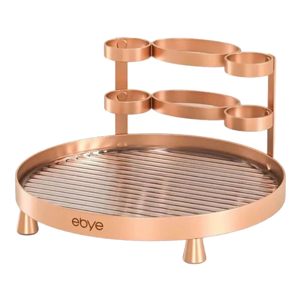 Round Bathroom Vanity Tray - Champagne Luxe - Waterproof Vanity Organizers 23cm
