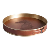 Maison Couture - Khay Da Tròn Dây Cương Da - Saddle Belt Équestre Héritage Decorative Trays 36x8-KHAY TRANG TRÍ-Đối tác tại Trung Quốc theo từng đơn đặt hàng-CẬU HAI HOME DECOR