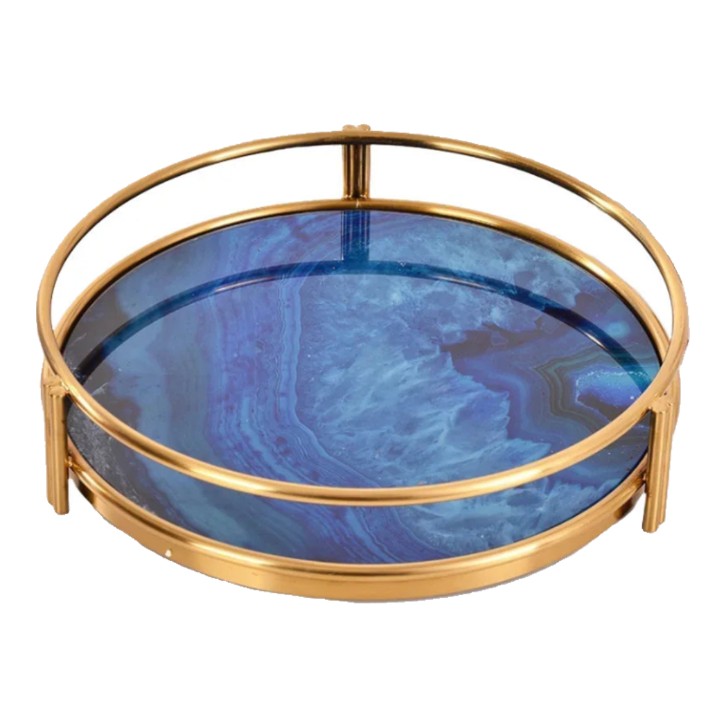 Blue Ocean Round Tray D38