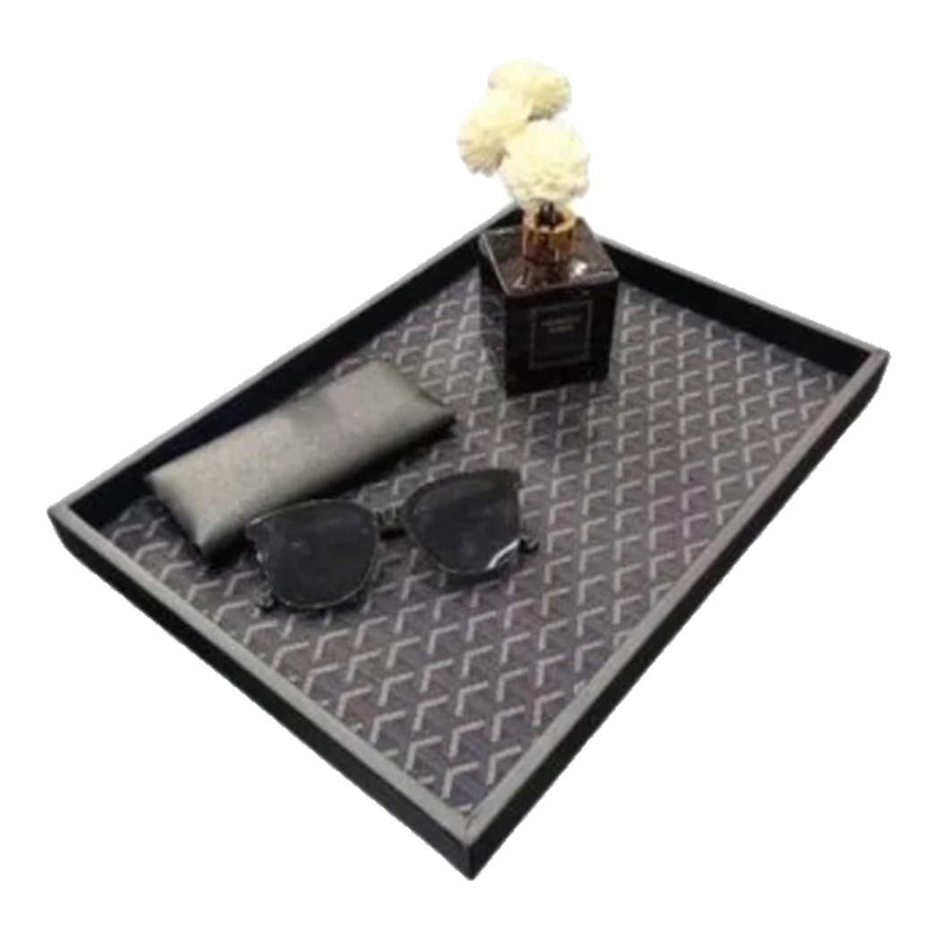 County Yard Changing Trays 30x40x3 Faux Leather Rectangular Wooden Tray