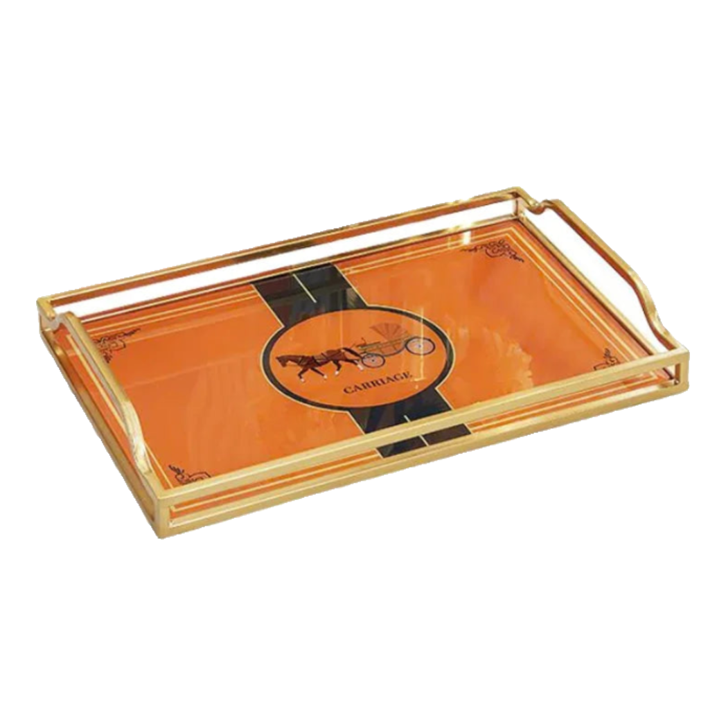 Golden High-Class Rectangular Mirror Tray Helios Tray Ss25
