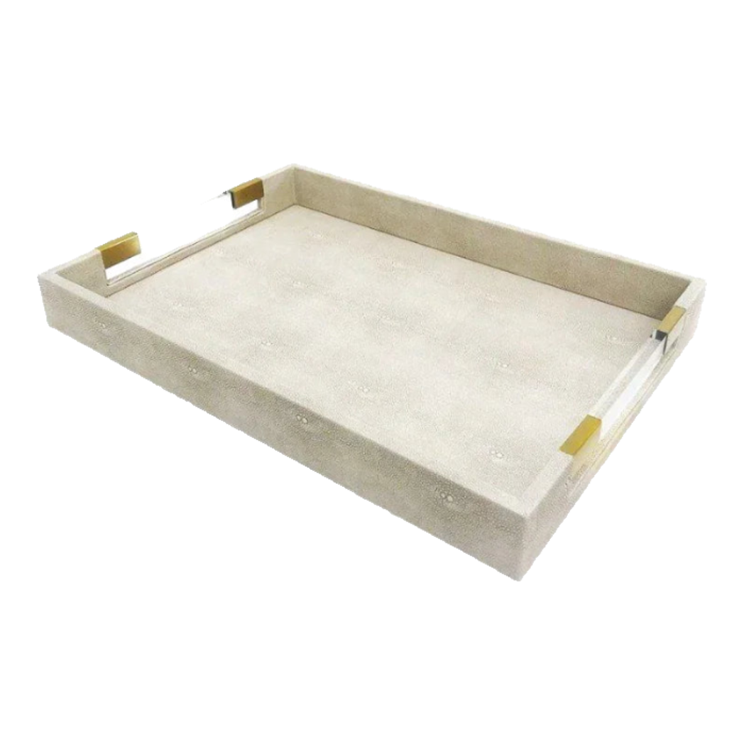 Brooklyn Rectangular Leather Tray Grande Lux D'Ivoire Leather Decorative Trays 32x45.5x5.5