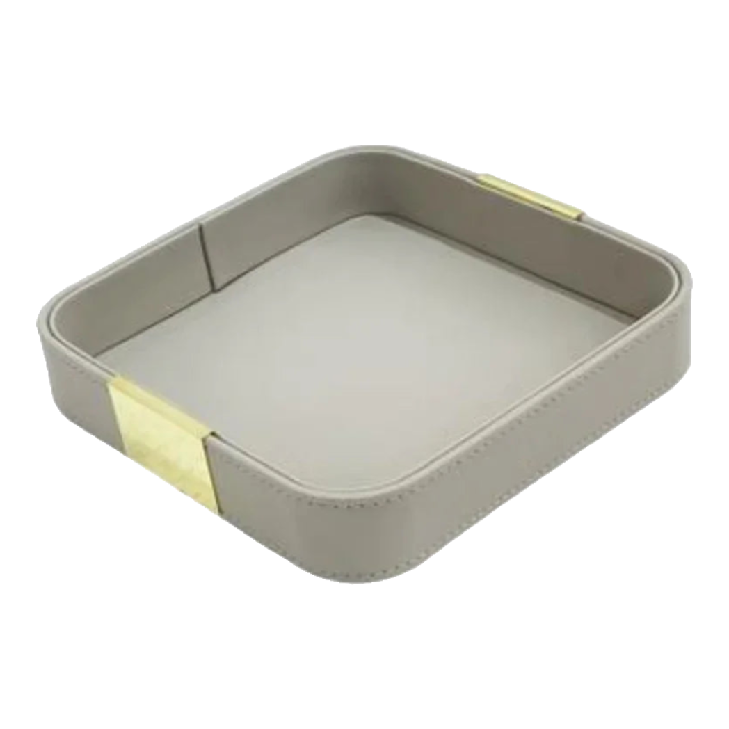 Gray Square Leather Tray Haute Folie Celine Beauté Changing Trays 18.5x18.5