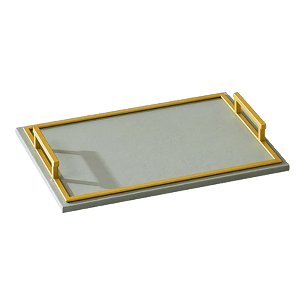 Greyson Refined Glaze Gris Leather Rectangular Decorative Trays 29x42