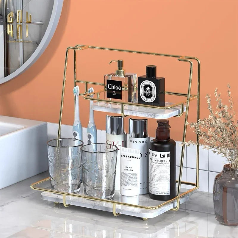 Kệ 2 Tầng Đá Marble Trắng Roosevelt Mansion 21x32x32-CẬU HAI HOME DECOR