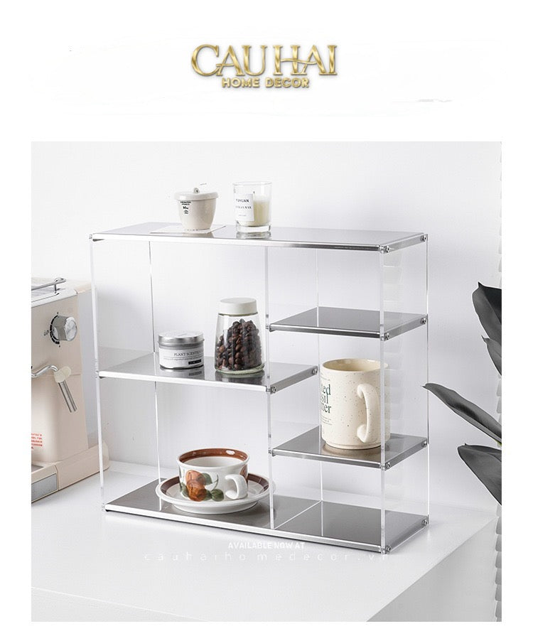 Kệ 3.5 Tầng Acrylic Bậc Thang Metal Velvet Ladder Shelf Tiered Organizer 42x13.9x38.1-CẬU HAI HOME DECOR
