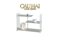 Kệ Acrylic 3 Tầng So Le Metal Velvet Staggered Shelves - Tiered Organizer 39.1x13.9x30-CẬU HAI HOME DECOR