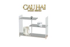 Kệ Acrylic 3 Tầng So Le Metal Velvet Staggered Shelves - Tiered Organizer 39.1x13.9x30-CẬU HAI HOME DECOR