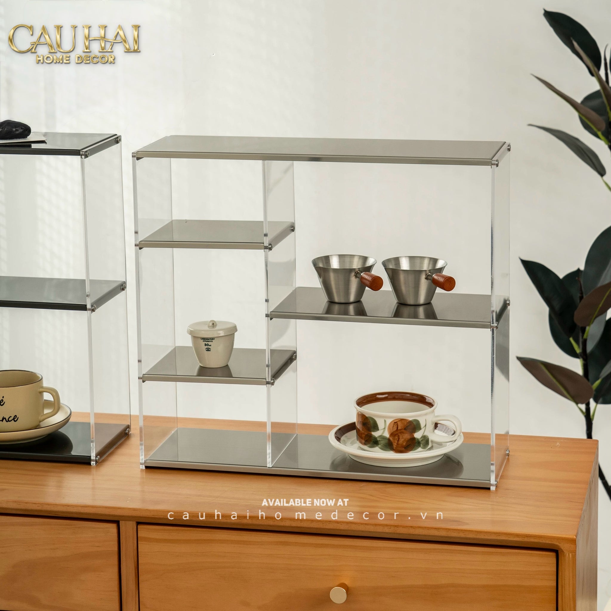 Kệ Acrylic 4 Tầng Metal Velvet Shelf Tiered Organizer 38x13.6x43-CẬU HAI HOME DECOR