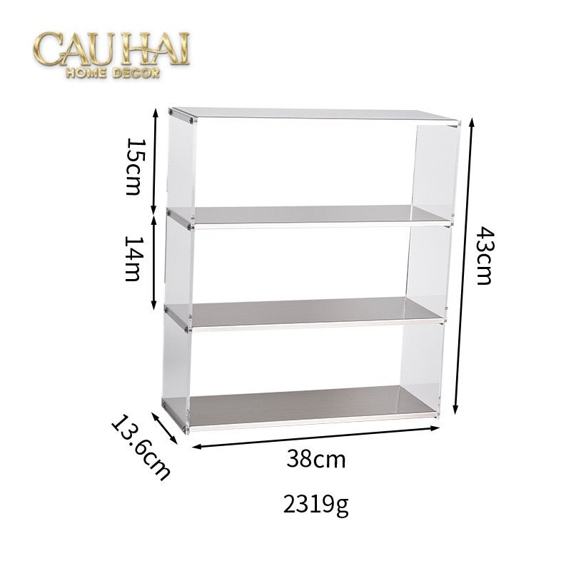 Kệ Acrylic 4 Tầng Metal Velvet Shelf Tiered Organizer 38x13.6x43-CẬU HAI HOME DECOR