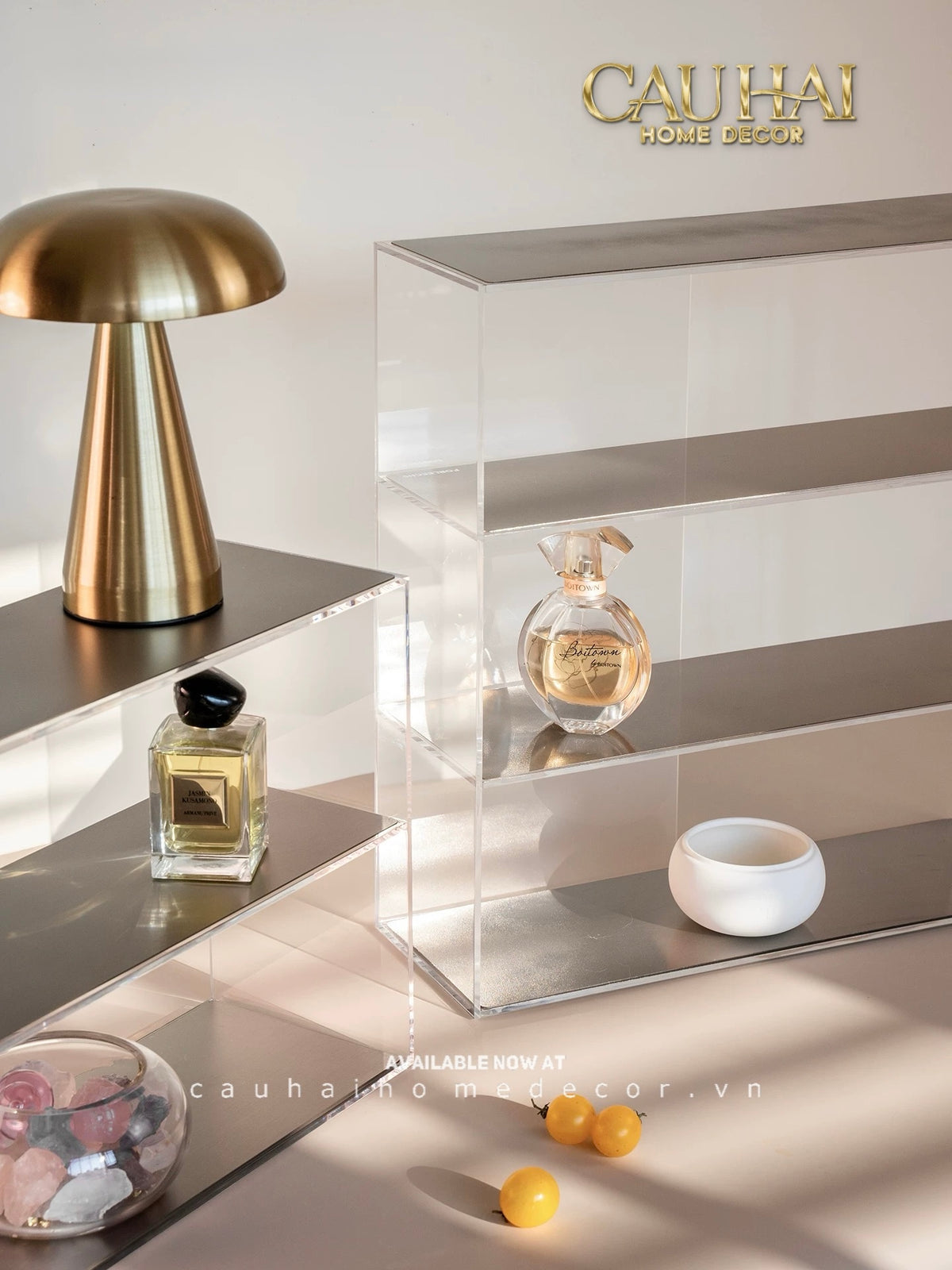 Kệ Acrylic 4 Tầng Metal Velvet Shelf Tiered Organizer 38x13.6x43-KỆ TRANG TRÍ-CẬU HAI HOME DECOR