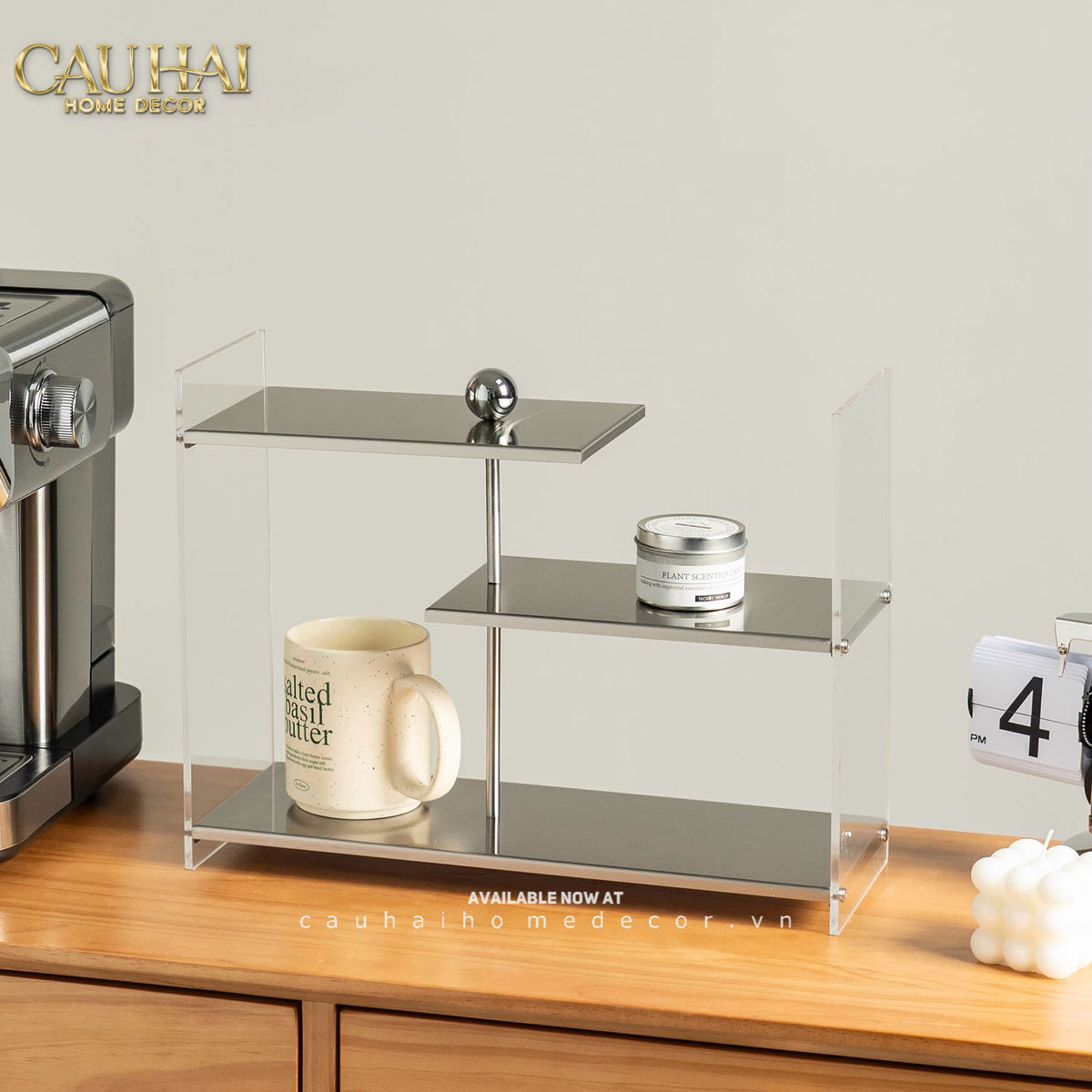 Kệ Acrylic 4 Tầng Metal Velvet Shelf Tiered Organizer 38x13.6x43-KỆ TRANG TRÍ-CẬU HAI HOME DECOR