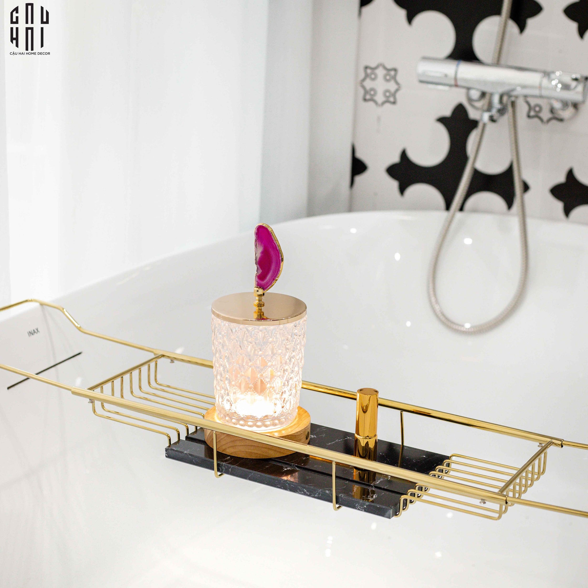 KỆ BỒN TẮM MARSHALL BLACK MARBLE SS25-CẬU HAI HOME DECOR