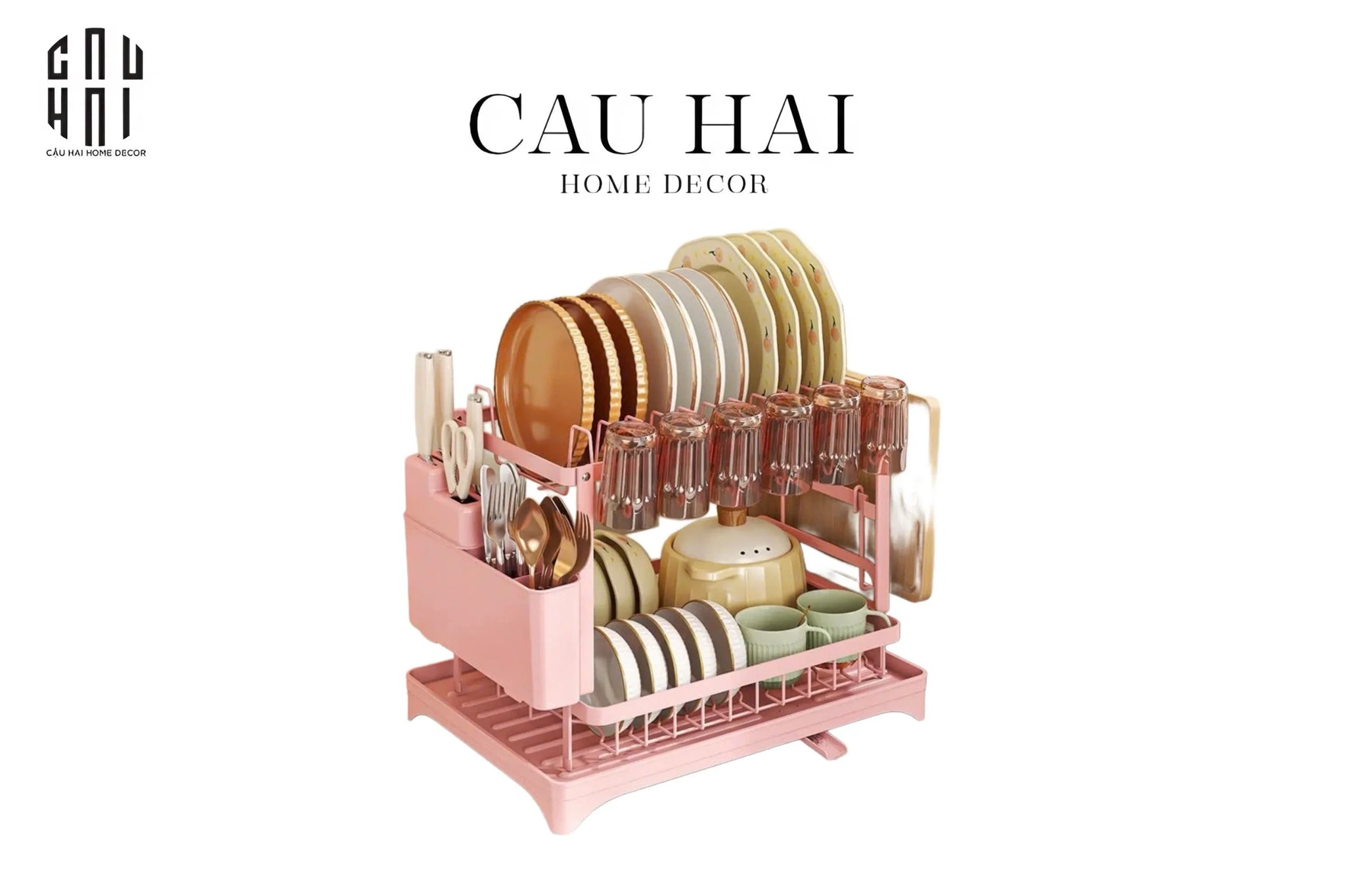 KỆ CHÉN DĨA - PINK-CẬU HAI HOME DECOR
