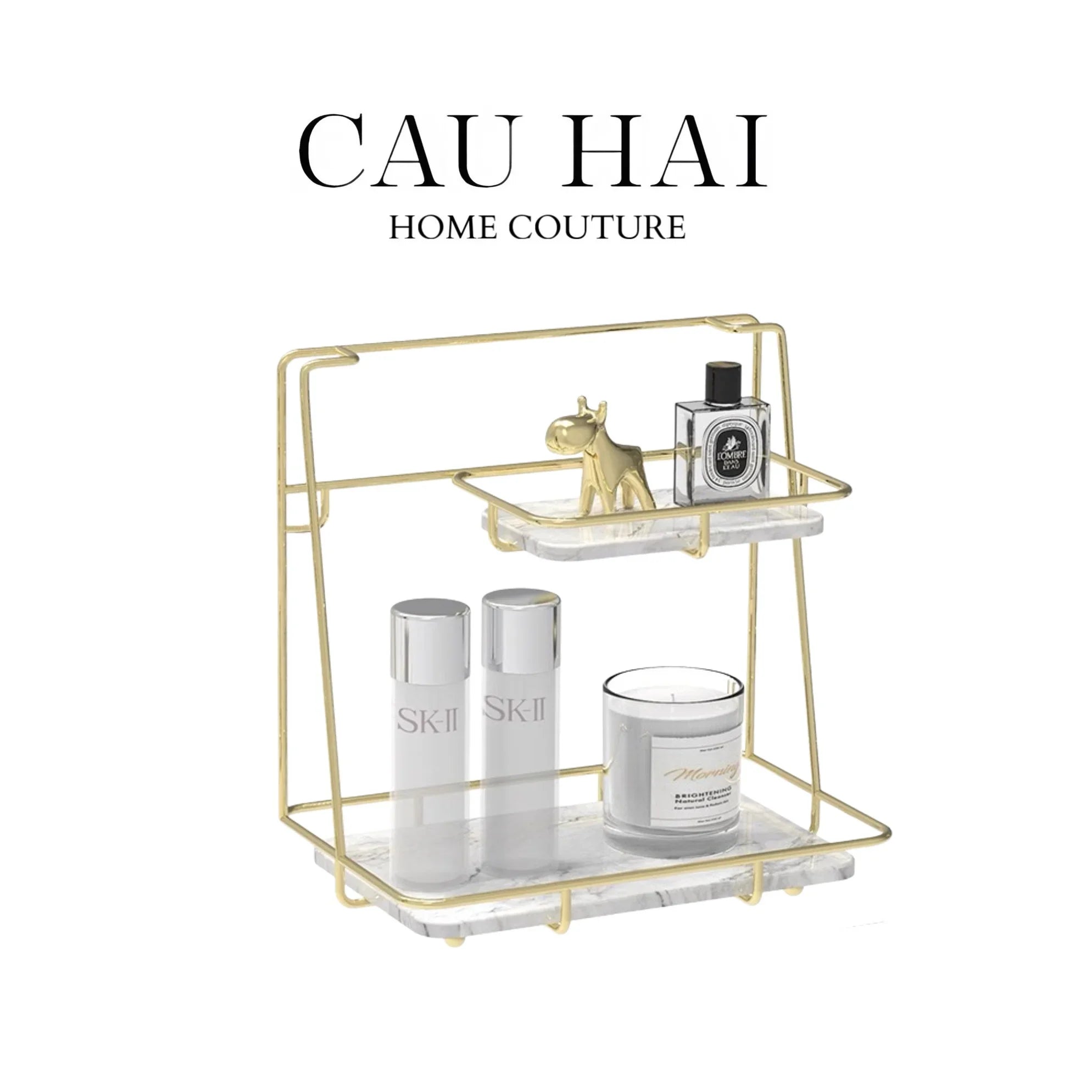 KỆ ĐÁ 2 TẦNG MARBLE TRẮNG STEPS-CẬU HAI HOME DECOR