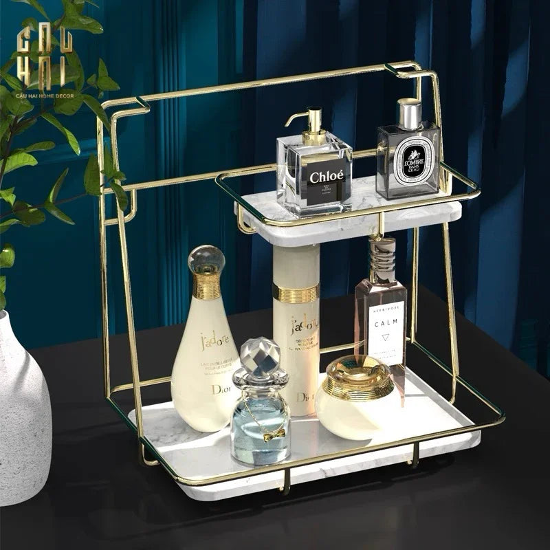 KỆ ĐÁ 2 TẦNG MARBLE TRẮNG STEPS-CẬU HAI HOME DECOR