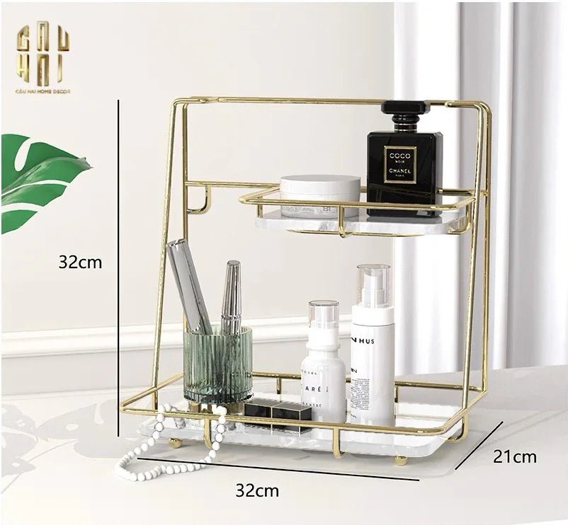 KỆ ĐÁ 2 TẦNG MARBLE TRẮNG STEPS-CẬU HAI HOME DECOR