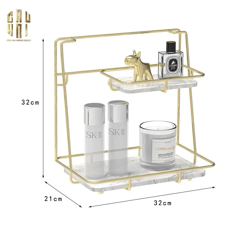 KỆ ĐÁ 2 TẦNG MARBLE TRẮNG STEPS-CẬU HAI HOME DECOR