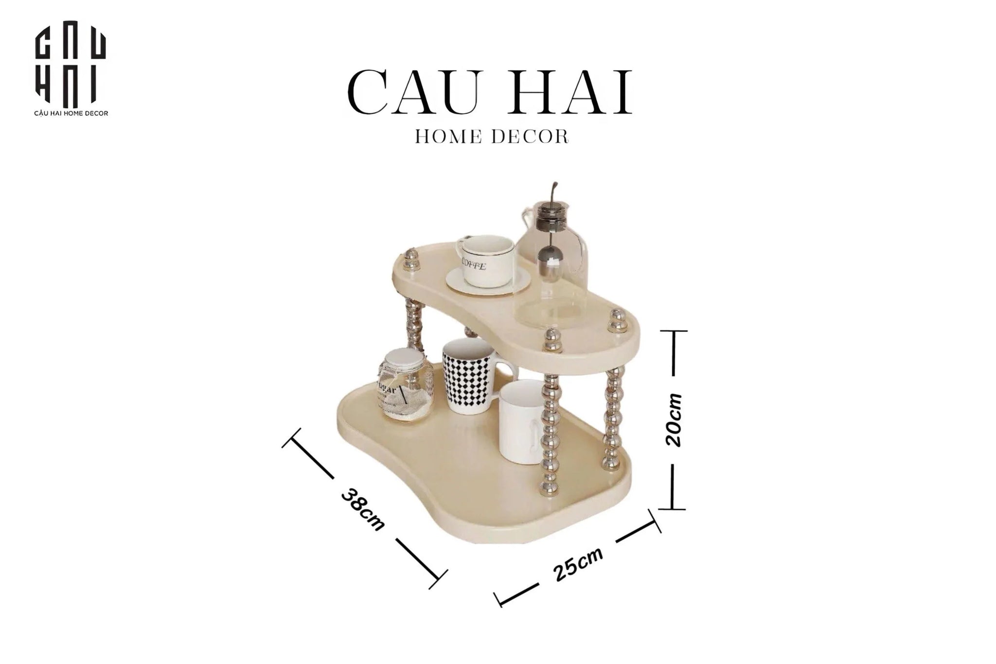 Kệ mỹ phẩm 2 tầng Silver Spakling-CẬU HAI HOME DECOR