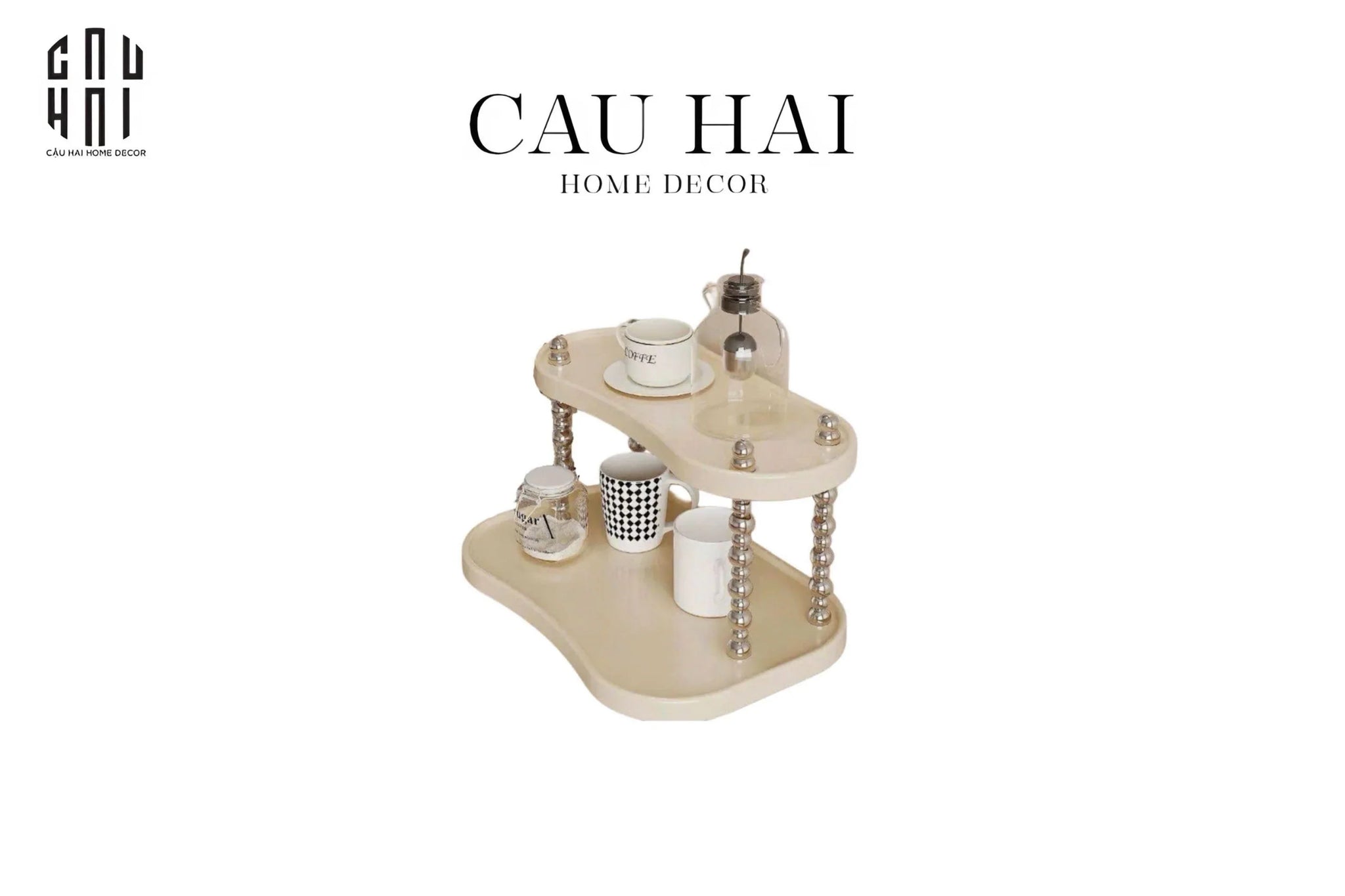 Kệ Mỹ Phẩm 2 Tầng Silver Spakling-CẬU HAI HOME DECOR