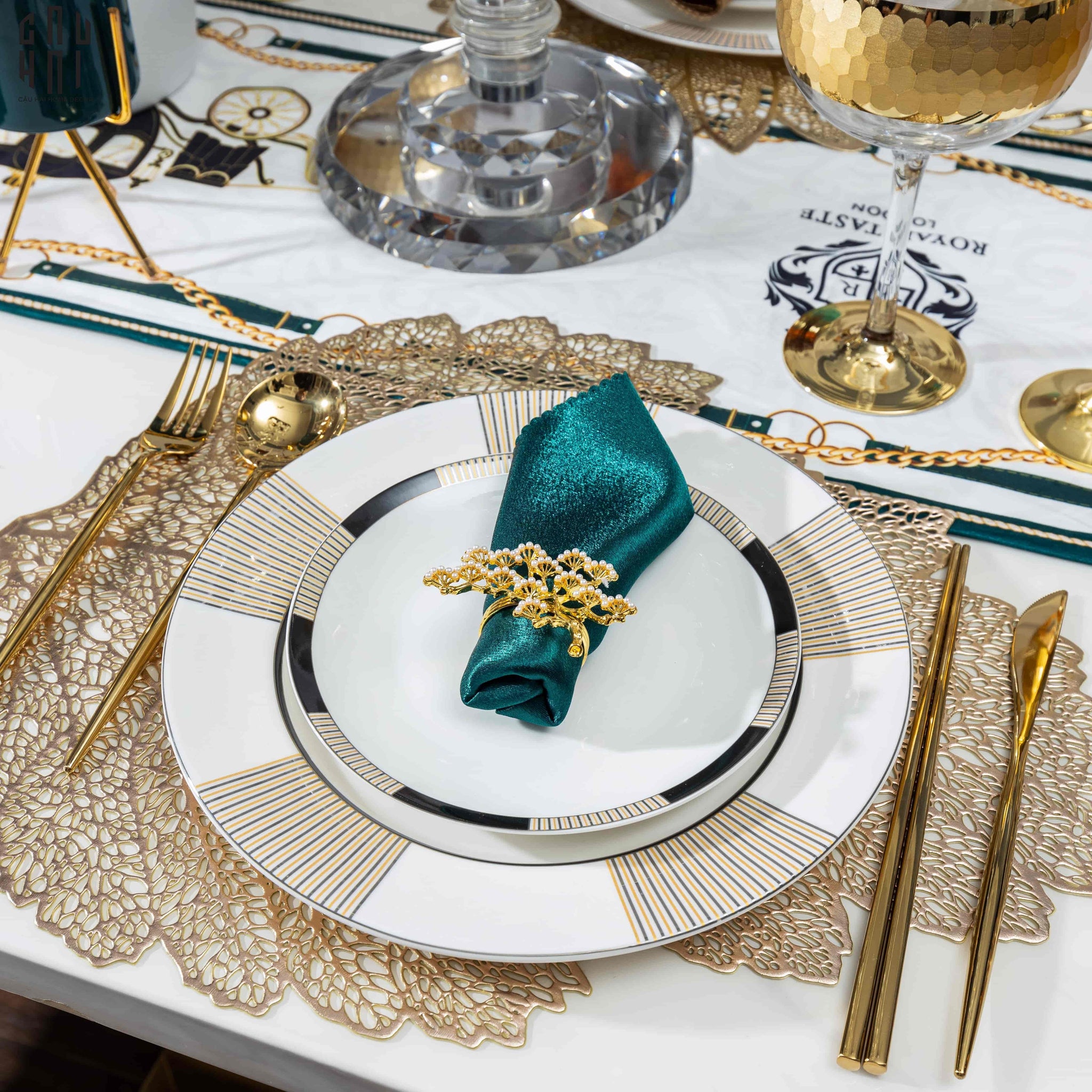 Khăn Ăn - Silk Napkin Emerald-CẬU HAI HOME DECOR