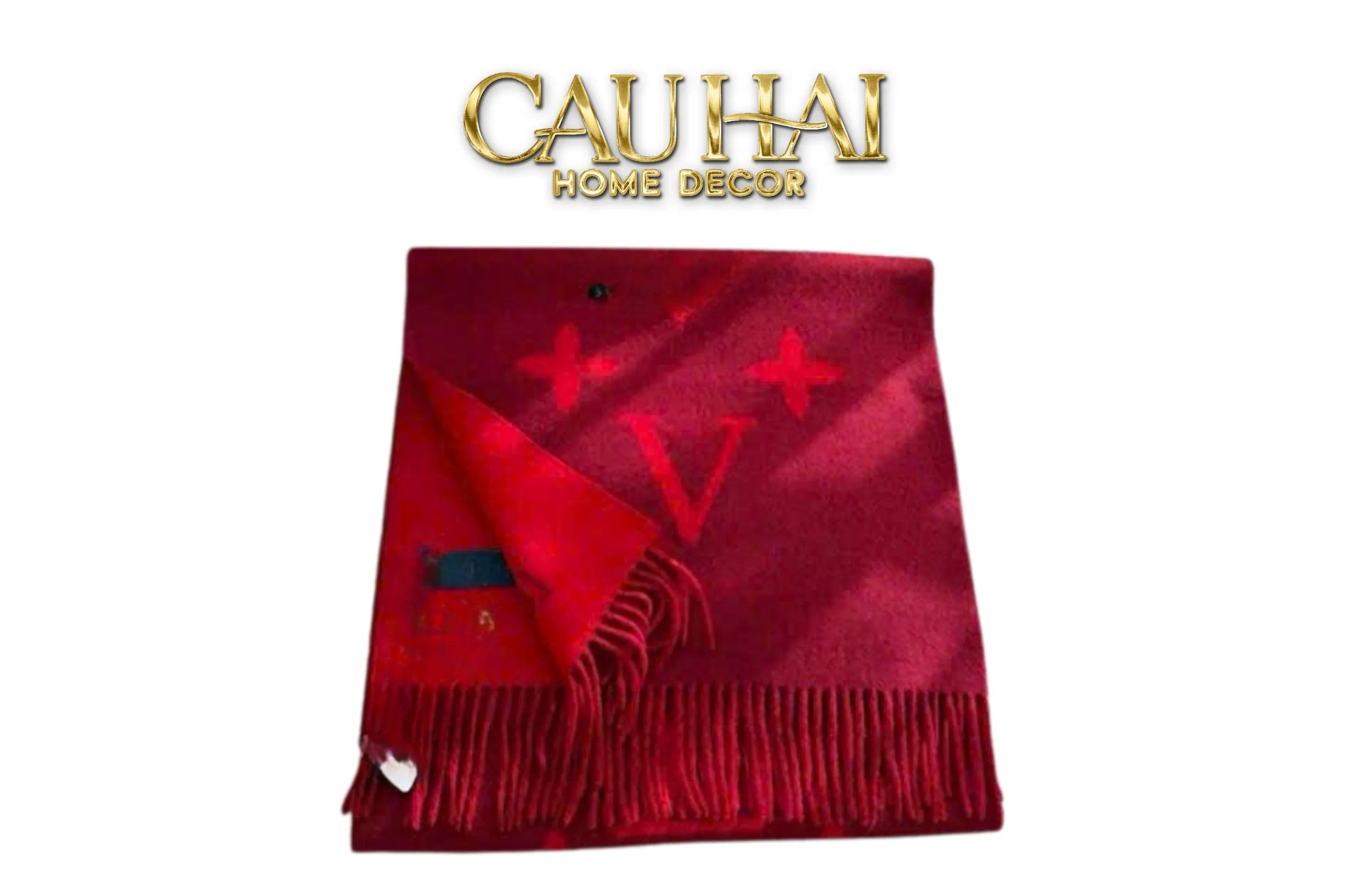 Khăn Cashmere Couture 60x180 - Fleur De Monogram Foulard en Cachemire à Trois Couleurs-CẬU HAI HOME DECOR