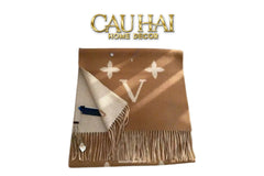 Khăn Cashmere Couture 60x180 - Fleur De Monogram Foulard en Cachemire à Trois Couleurs-CẬU HAI HOME DECOR