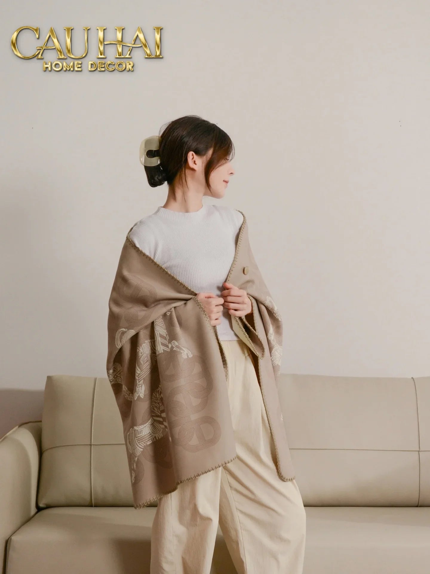 Khăn Cashmere Couture 80x150 - La Parade des Cent Chevaux - Button Édition-CẬU HAI HOME DECOR