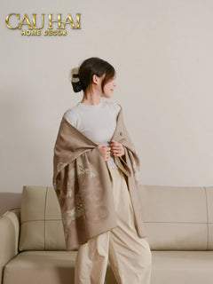Khăn Cashmere Couture 80x150 - La Parade des Cent Chevaux - Button Édition-CẬU HAI HOME DECOR