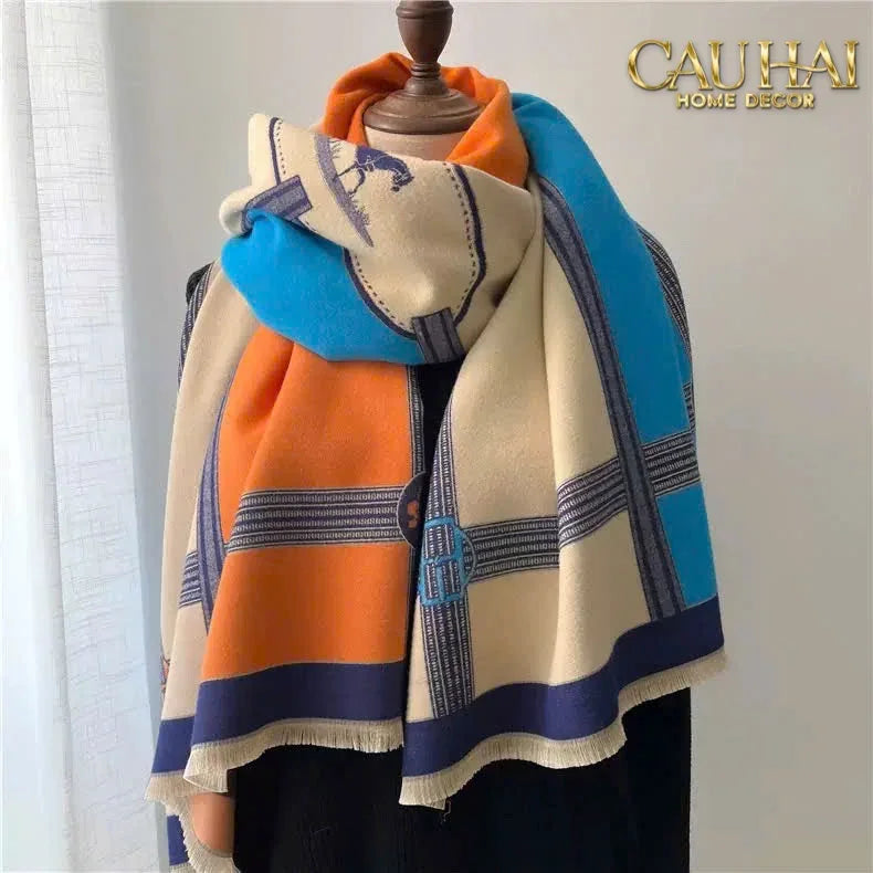 Khăn Cashmere Couture Équestre Moderne 65x185-CẬU HAI HOME DECOR