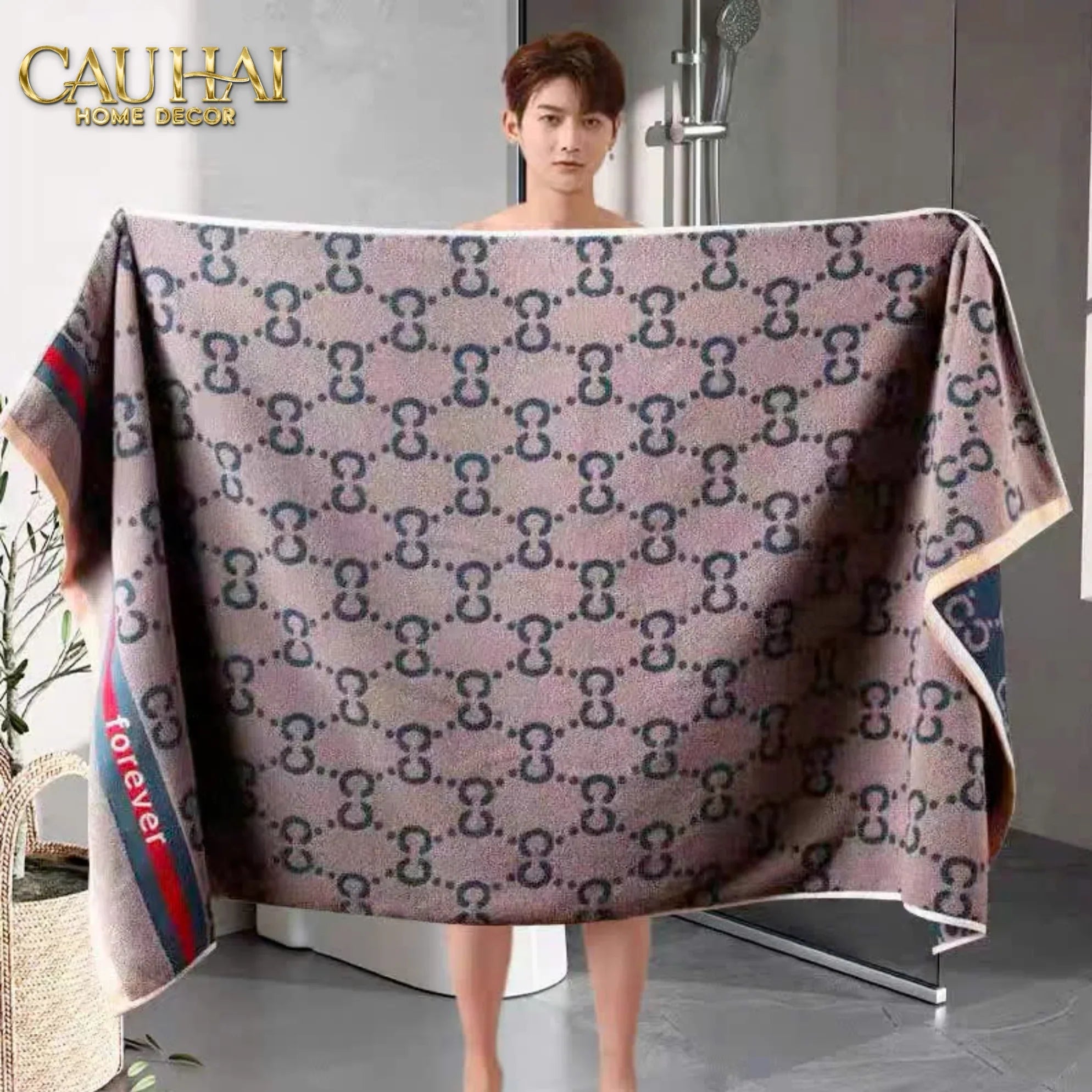 Khăn Tắm 70X140 Galante - Cobalt Navy Gg Bath Towel-KHĂN TẮM-CẬU HAI HOME DECOR