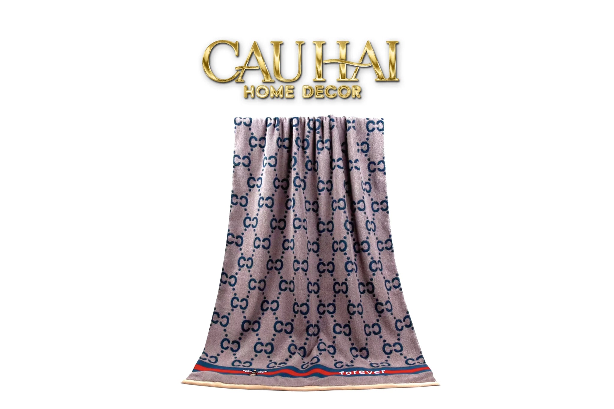 Khăn Tắm 70X140 Galante - Cobalt Navy Gg Bath Towel-KHĂN TẮM-CẬU HAI HOME DECOR