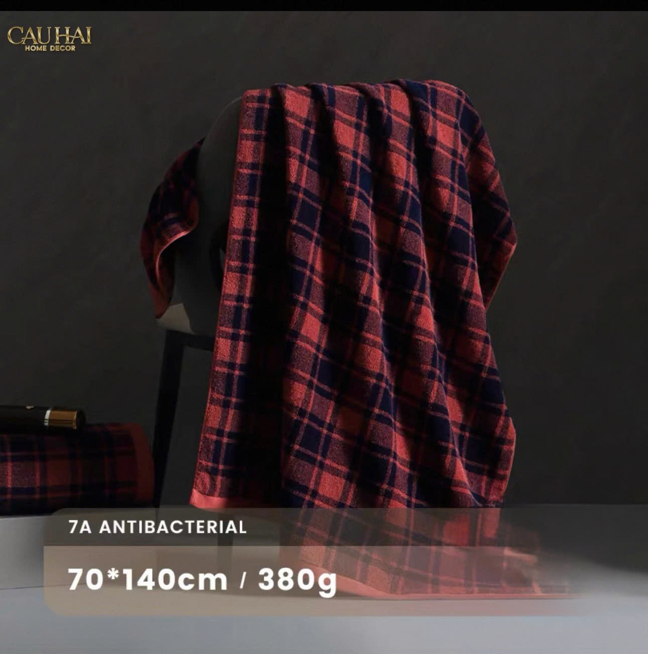 KHĂN TẮM 70X140 - MOTIF À CARREAU PREMIUM BATH TOWEL-CẬU HAI HOME DECOR