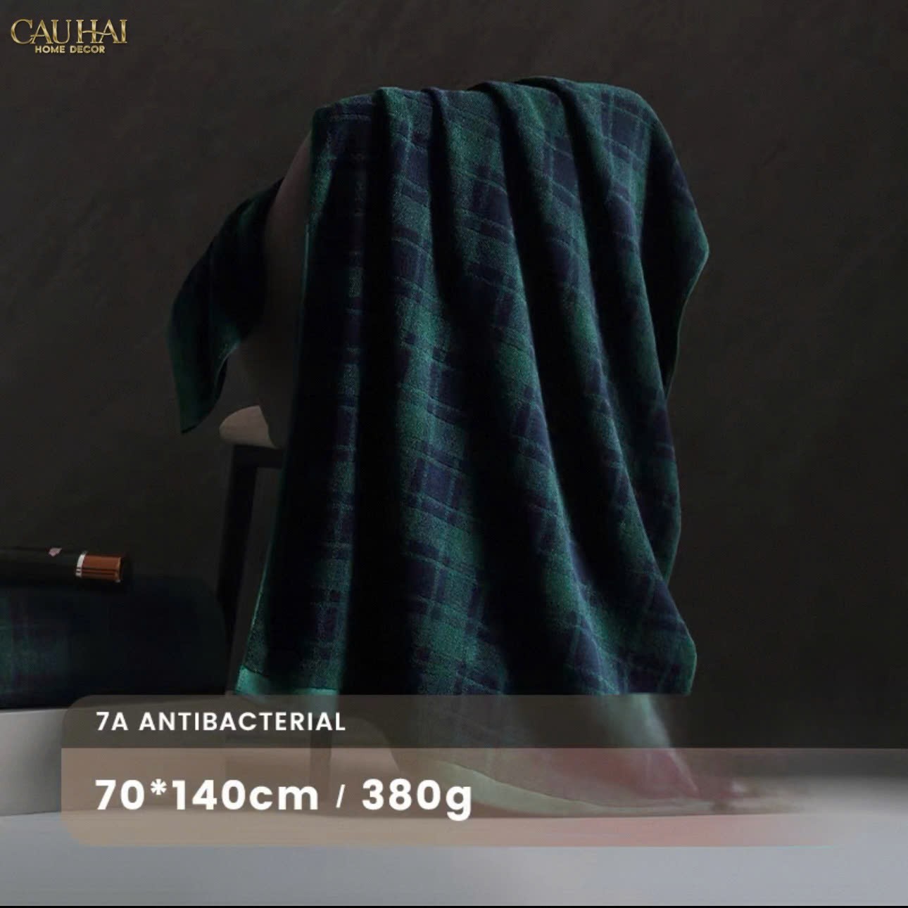 KHĂN TẮM 70X140 - MOTIF À CARREAU PREMIUM BATH TOWEL-CẬU HAI HOME DECOR