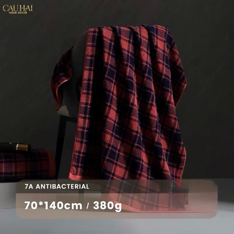 KHĂN TẮM 70X140 - MOTIF À CARREAU PREMIUM BATH TOWEL-CẬU HAI HOME DECOR