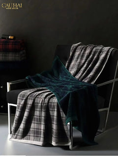 Khăn Tắm 70X140 - Motif À Carreau Premium Bath Towel-CẬU HAI HOME DECOR