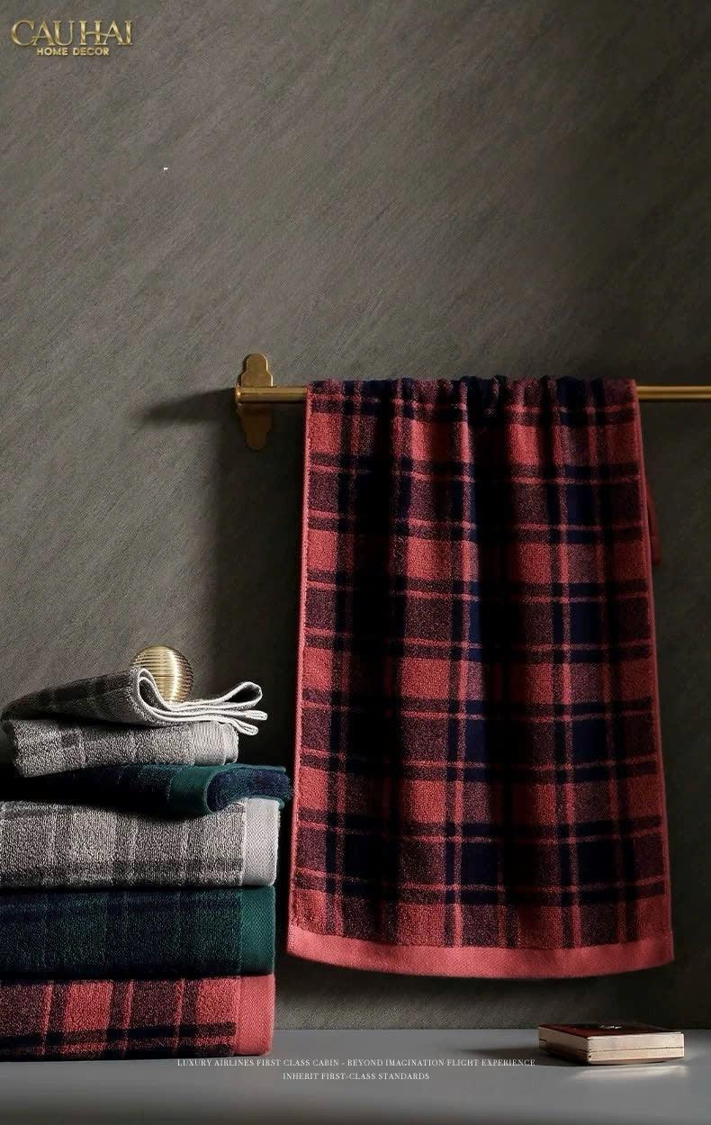 Khăn Tắm 70X140 - Motif À Carreau Premium Bath Towel-KHĂN TẮM-CẬU HAI HOME DECOR