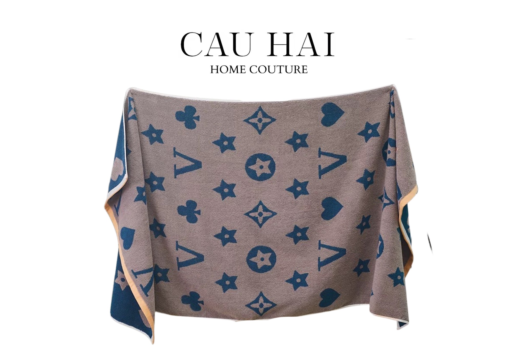 KHĂN TẮM 70x140 - STAR LOUIS V - GRIS BATH TOWEL-CẬU HAI HOME DECOR