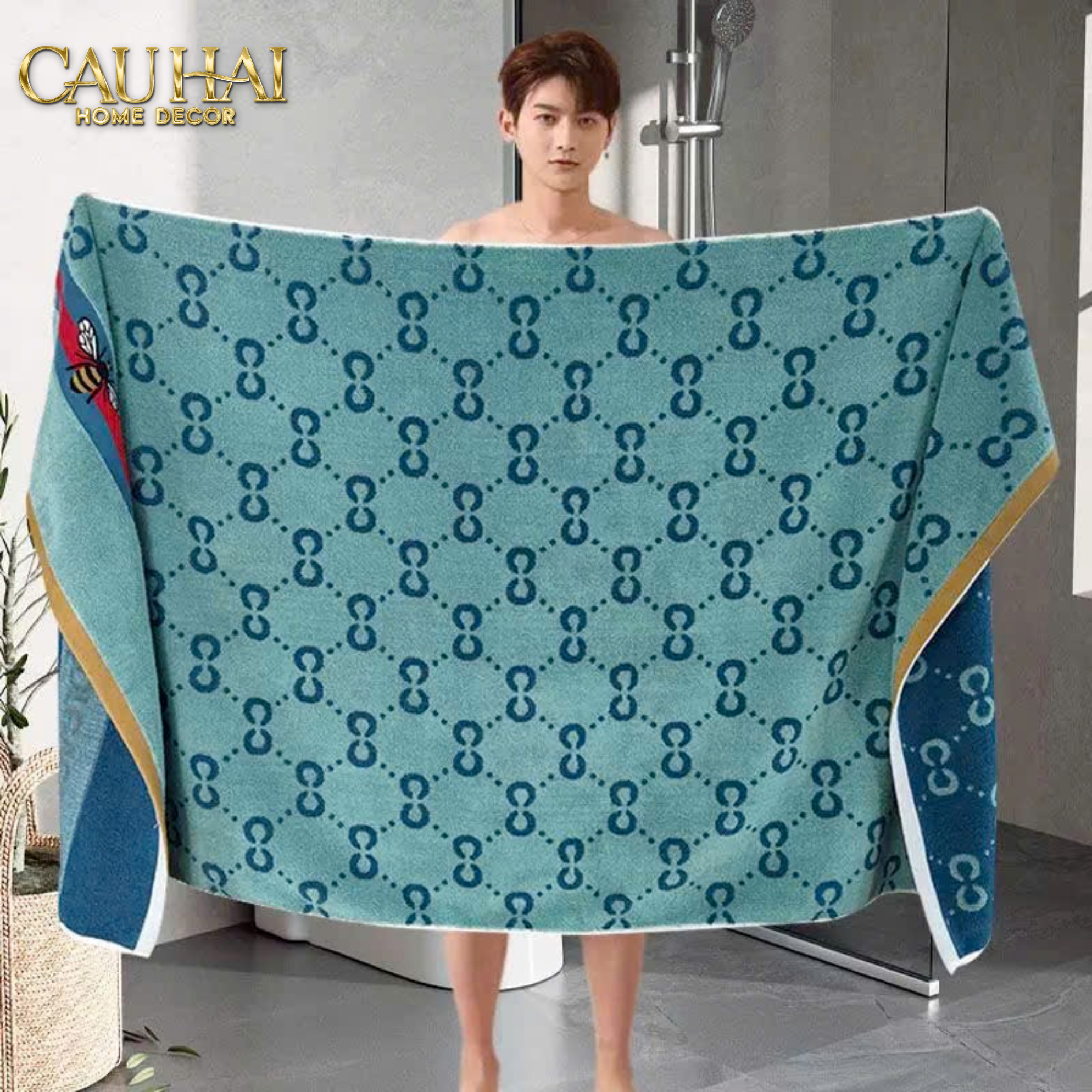 KHĂN TẮM 70x140 VERTE - COBALT NAVY GG BATH TOWEL-CẬU HAI HOME DECOR