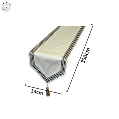Khăn Trải Bàn - Cataleya Imperial Floral Beige Luxury Embroidered Silk Table Runner-CẬU HAI HOME DECOR