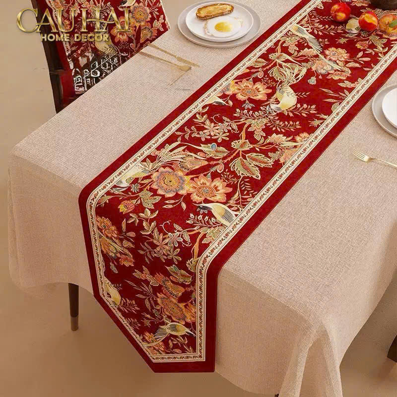 Khăn Trải Bàn - Flora Rouge Table Runner 3M6 - CẬU HAI HOME DECOR
