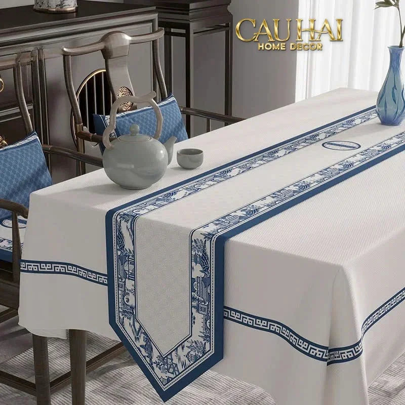Khăn Trải Bàn Indigo Dynasty Heritage Pastoral Table Runner 3M6-CẬU HAI HOME DECOR